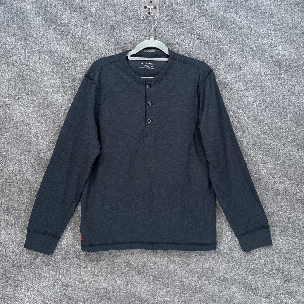Untuckit Henley Shirt Mens Small Gray Long Sleeve Cotton Blend Casual Thermal
